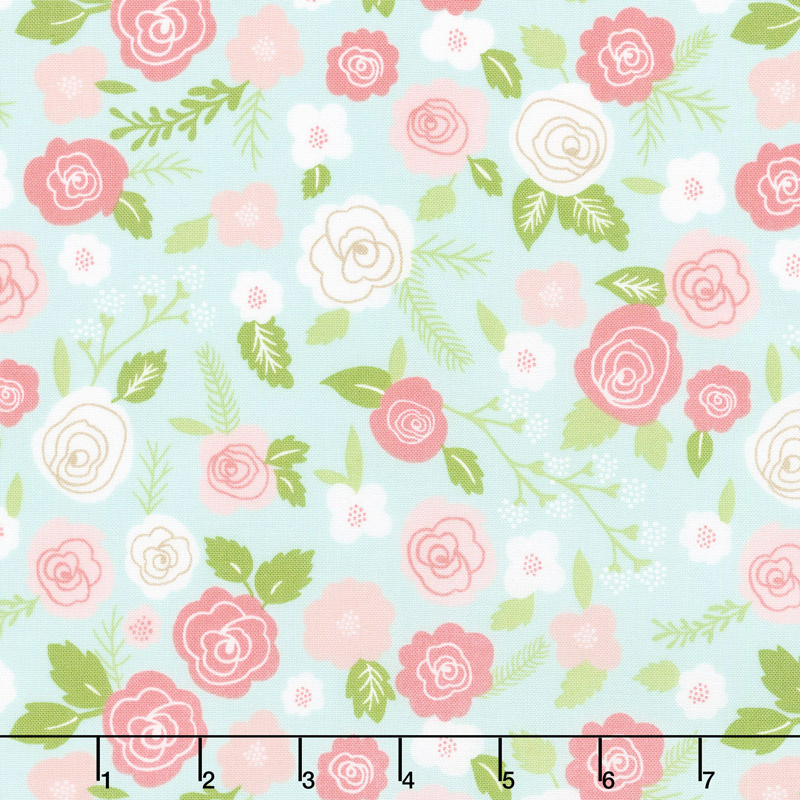 Lollipop Garden - Springtime Blooms Sky Yardage