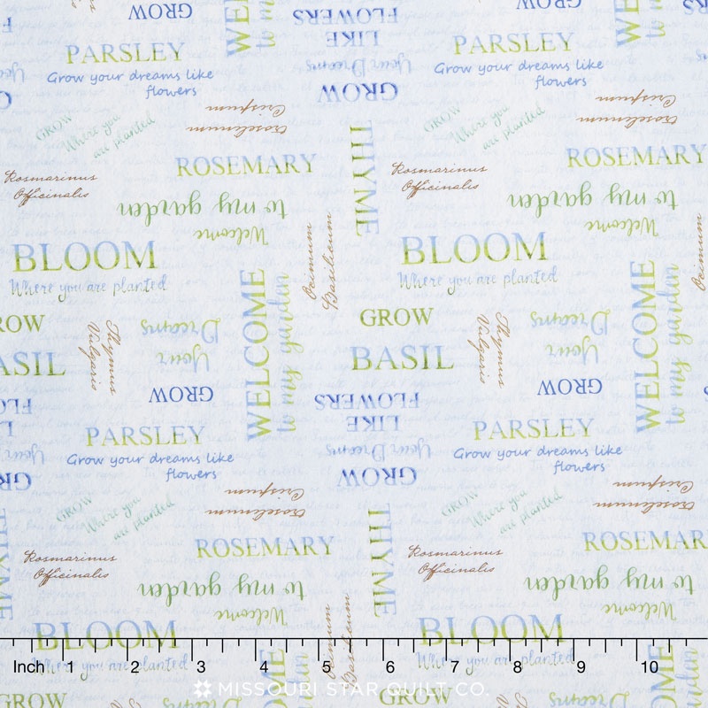 From the Garden - Word Toss Blue Yardage