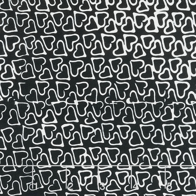 Heart to Heart Batiks - Mini Hearts Black Yardage