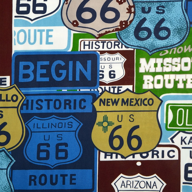 Nicole's Prints - Historic 66 Blue Yardage
