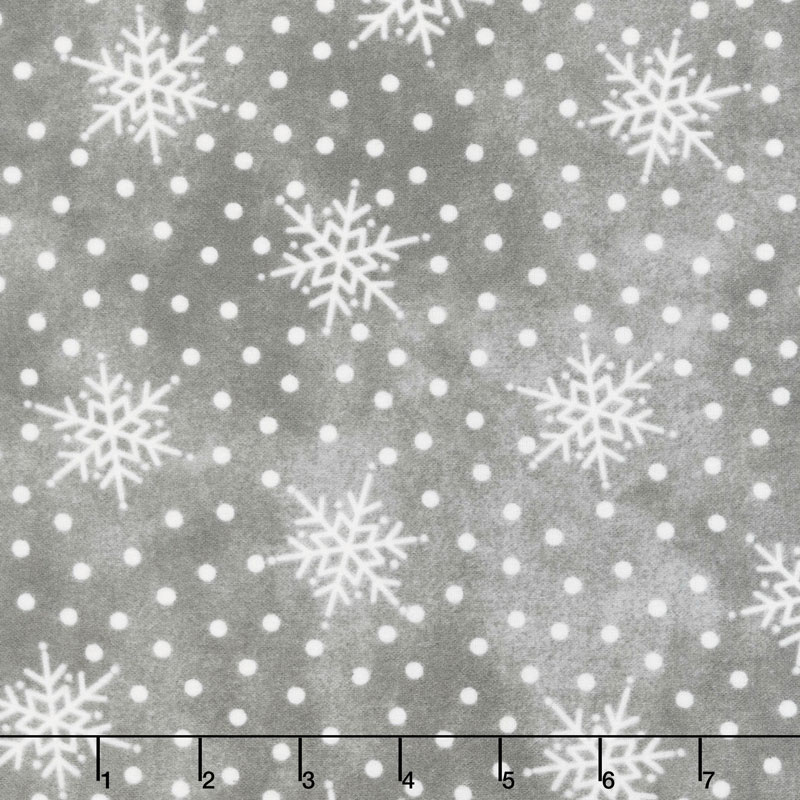 Most Wonderful Time Flannel - Falling Snow Gray Yardage