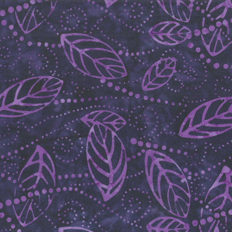 Royal Treatment Batiks - Floating Leaves Dark Purple Yardage