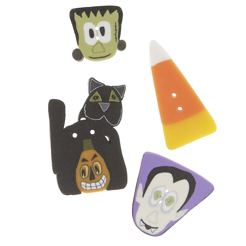 Wooly Trees Button Pack - October Halloween