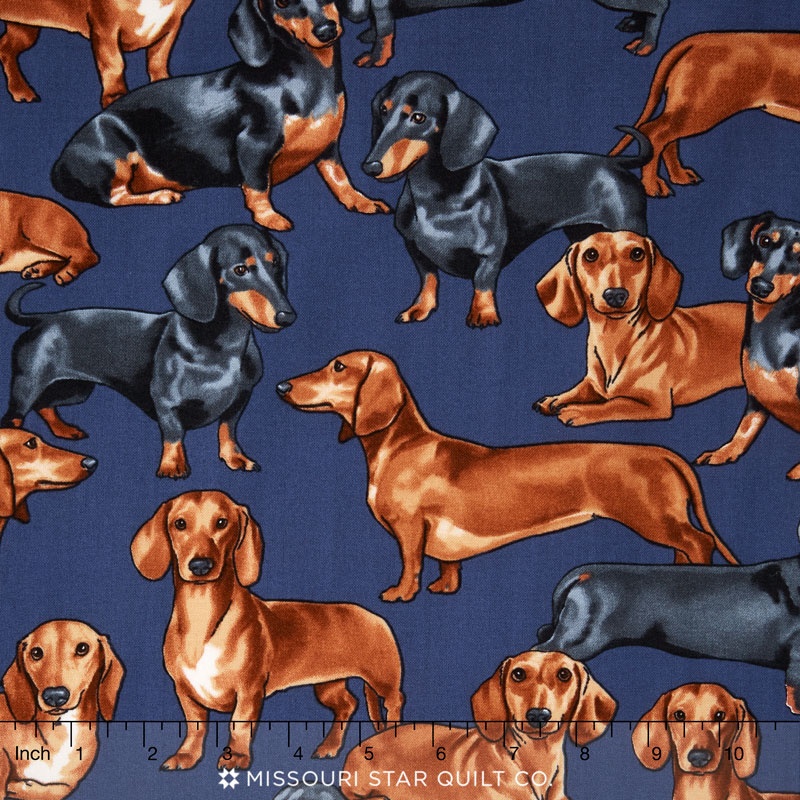 Dogs - Dachshunds Navy Yardage