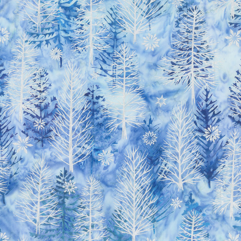 Artisan Batiks - Northwoods 8 Trees Sky Metallic Yardage