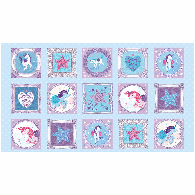 Unicorn Kisses - Unicorn Blocks Multi Yardage
