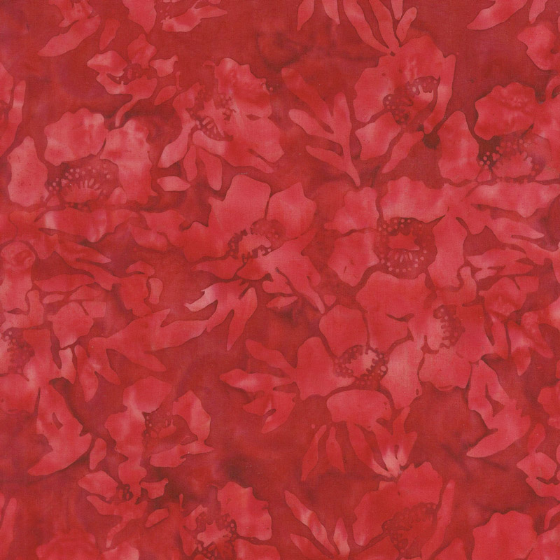 Tonga Batiks - Poppy Poppies Crimson Yardage
