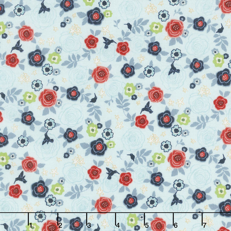 Hedge Rose - Garden Aqua Yardage