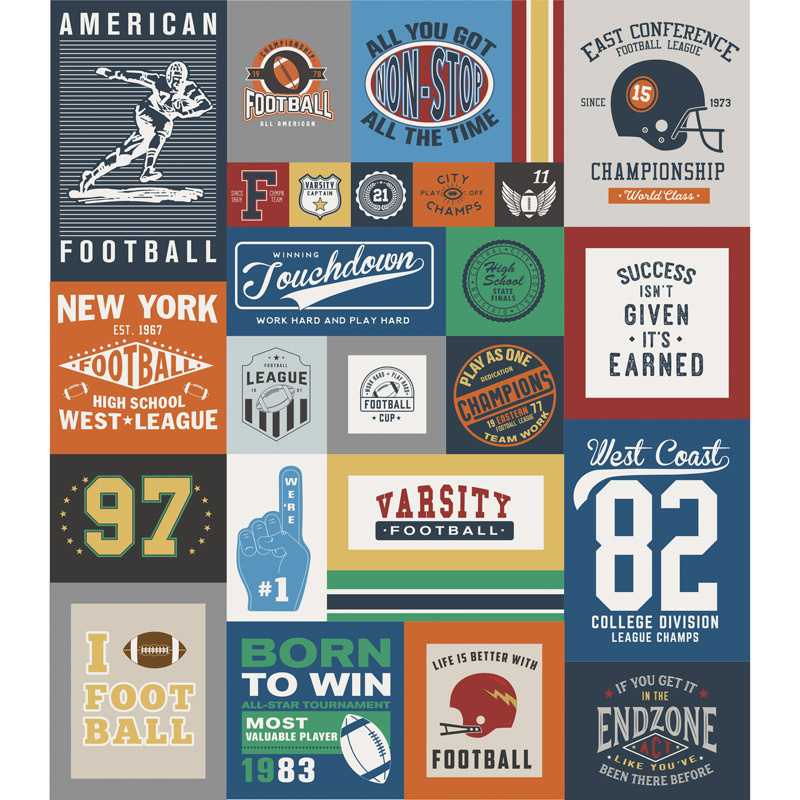 5 stacker Rolie Polie 2 PreCuts in listing Varsity Football by Deena Rutter for Riley Blake