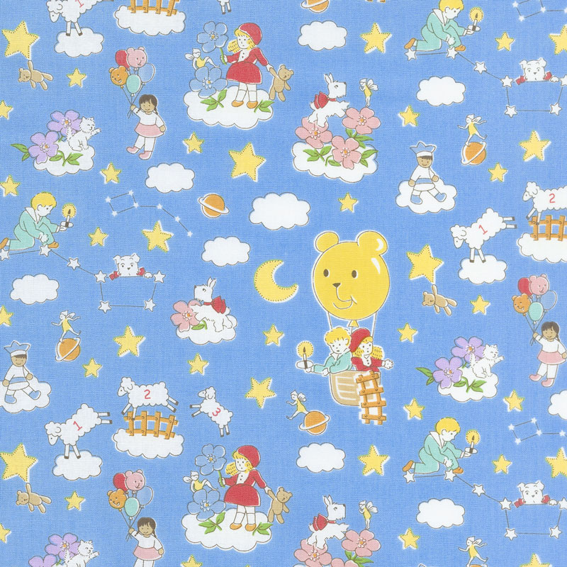Storybook Sleepytime - Dream Clouds Blue Yardage