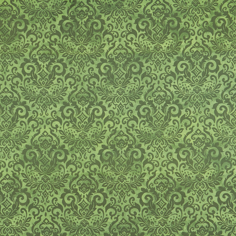 Deck the Halls - Damask Green Yardage