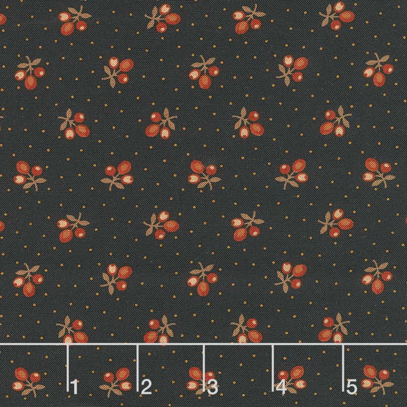 Lancaster - Tri-Flower Black Yardage