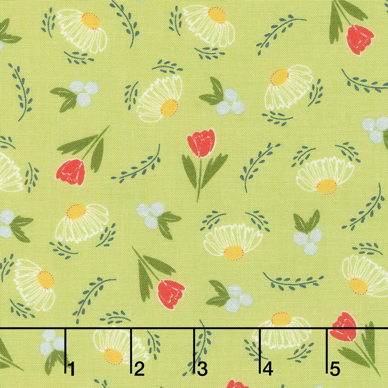 Clover Hollow - Flower Daze Leaf Green Yardage