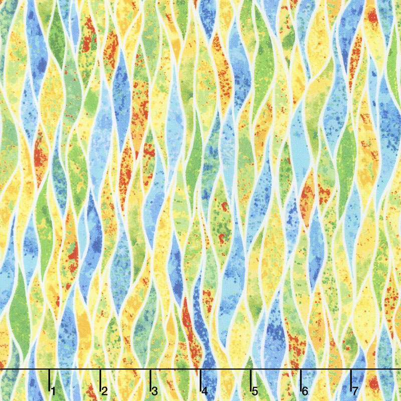 Undersea - Stonehenge Kids 3D Multicolor Waves Yellow Yardage