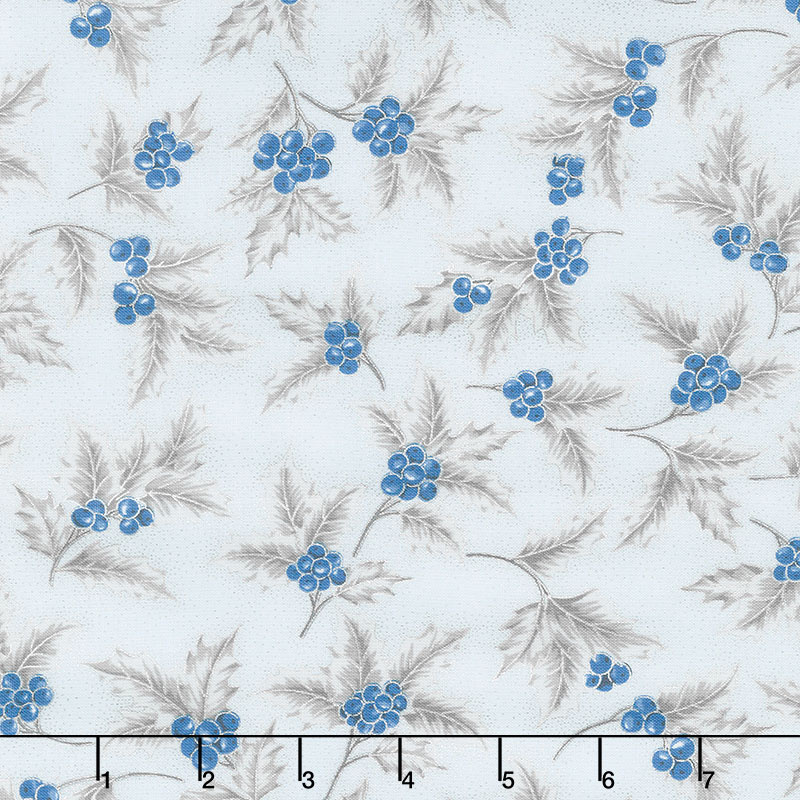 Holiday Flourish 13 - Blue Berries Metallic Yardage