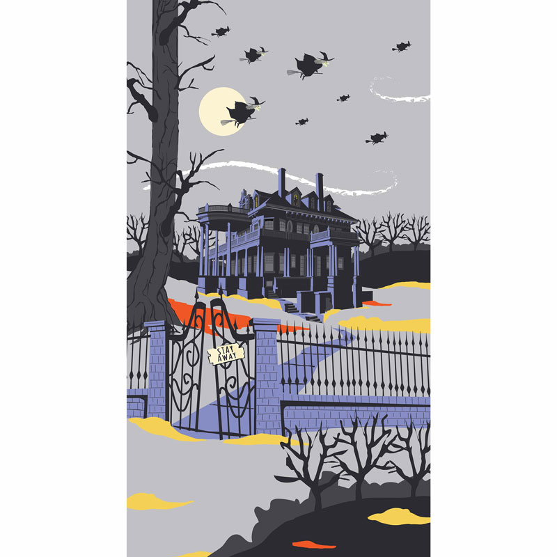 Haunted House - Halloween Gray Panel