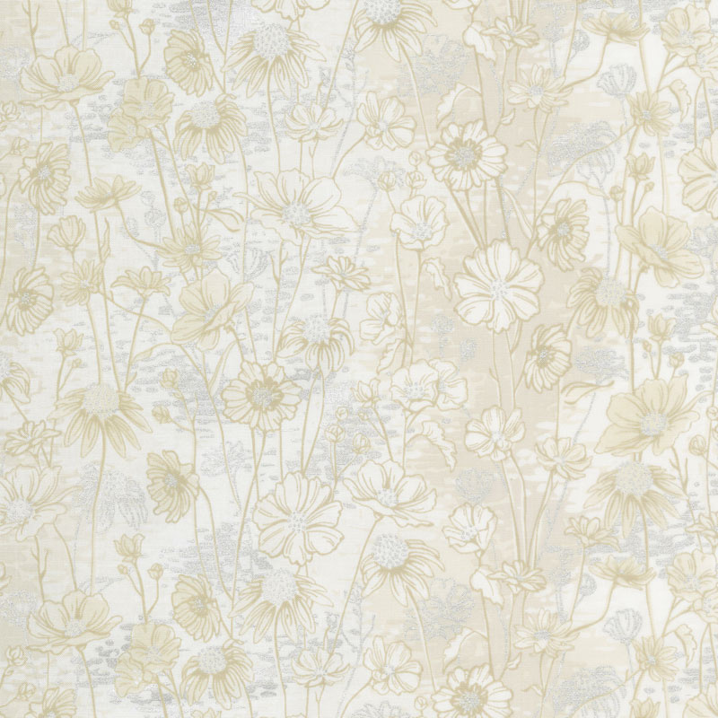 Shiny Objects - Sweet Somethings Love Me Love Me Not Vanilla Metallic Yardage