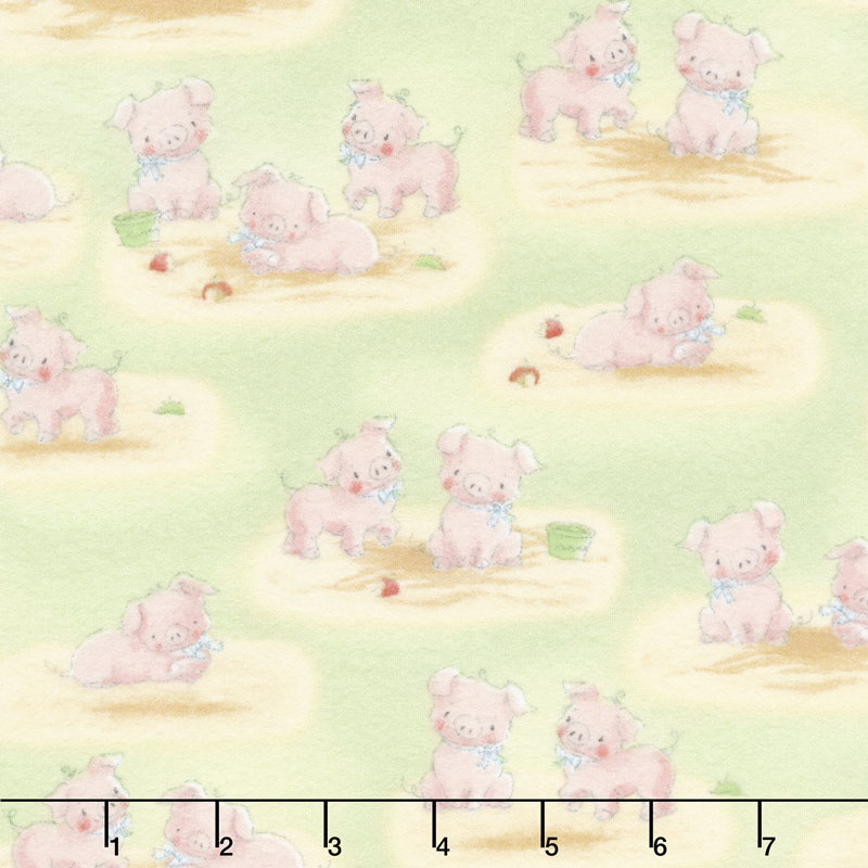 Cotton Tale Farm - Pigs Green Flannel Yardage