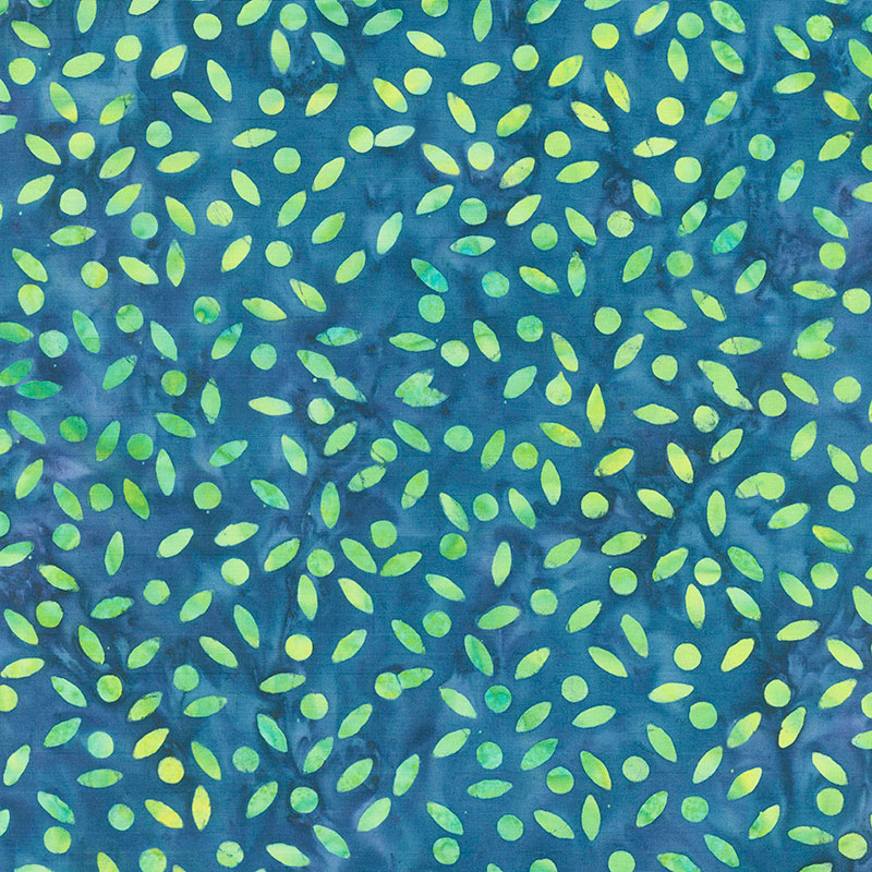 Lavish Batiks - Seeds and Dots Navy Green Yardage