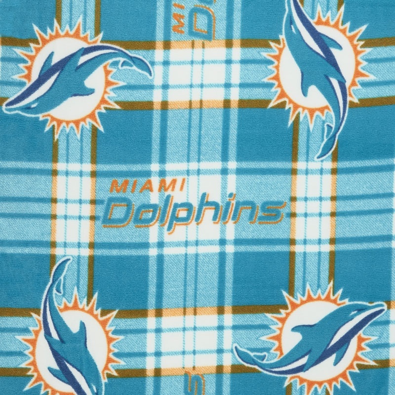 NFL Fleece - Miami Dolphins Turquoise Yardage