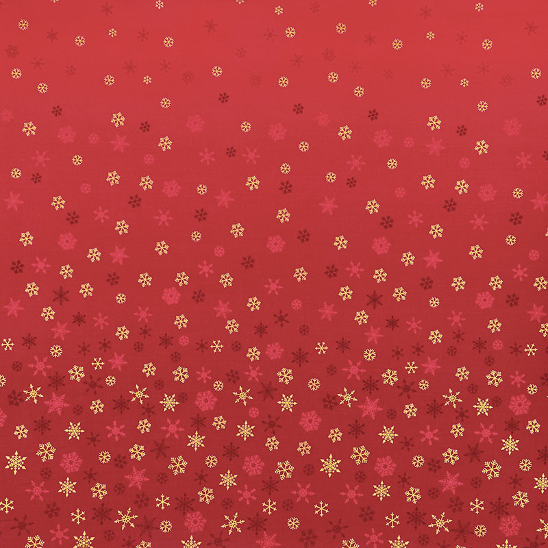 Ombre Snowflake - Ombre Snowflake Red Metallic Yardage