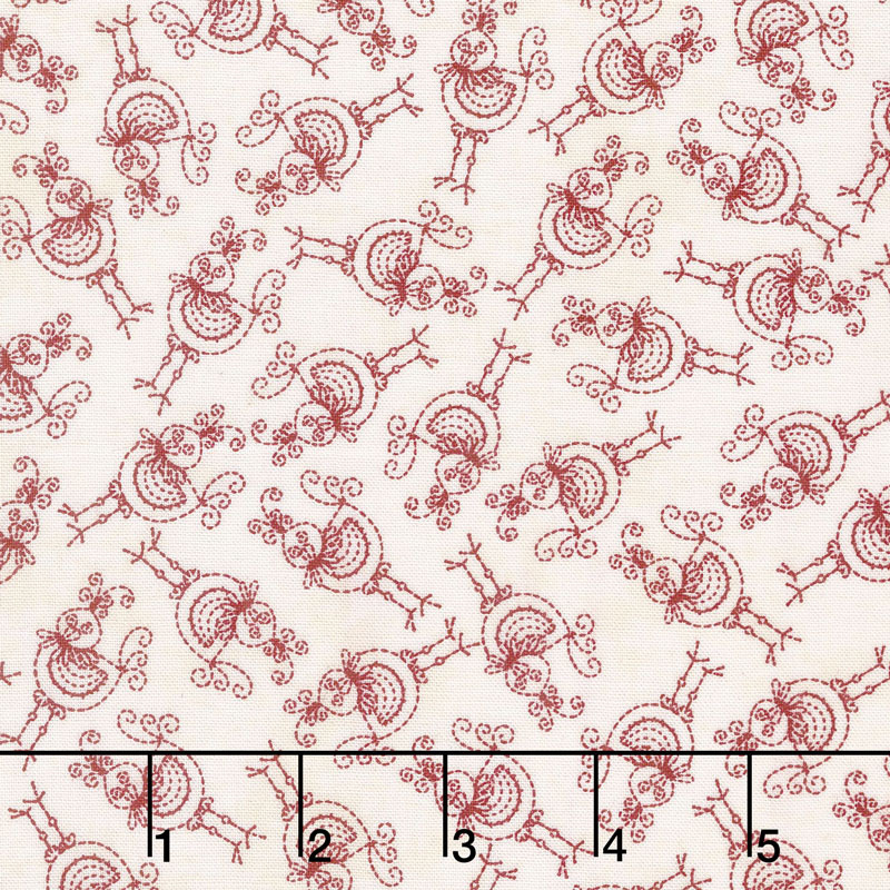The Little Things - Bird Brain Natural/Red Yardage