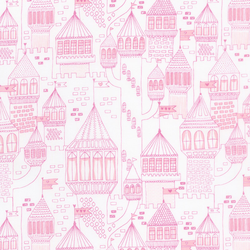 Once Upon a Time - Castle on the Hill White Peony Yardage