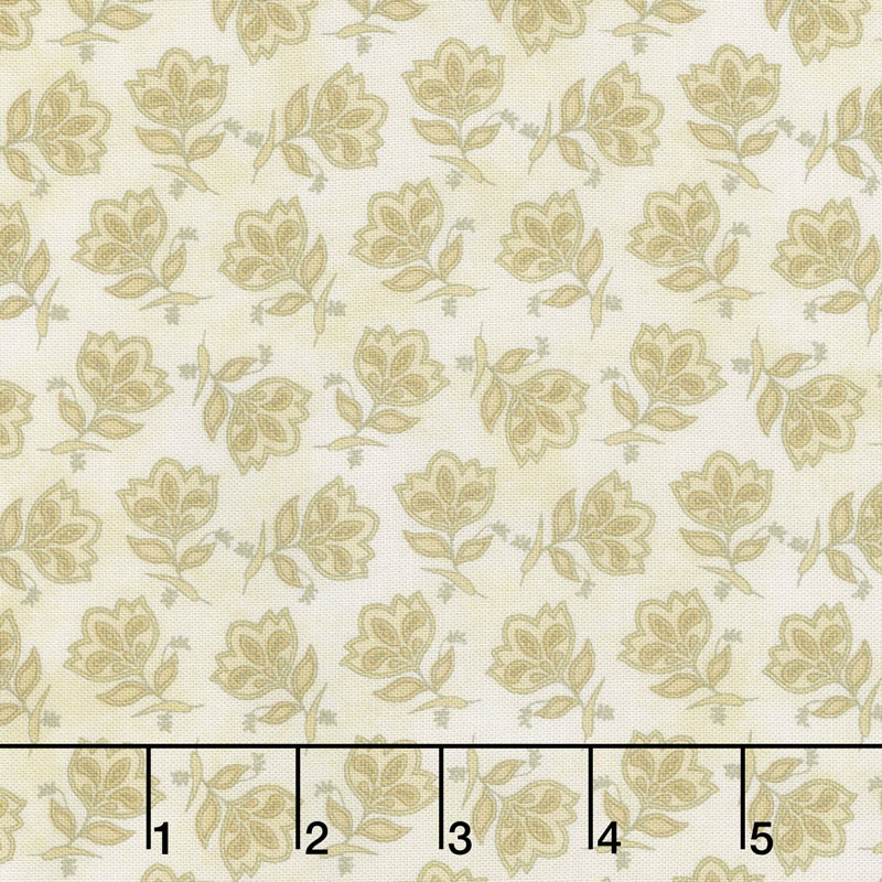 Harvest Berry - Tossed Jacobean Flower Cream Yardage