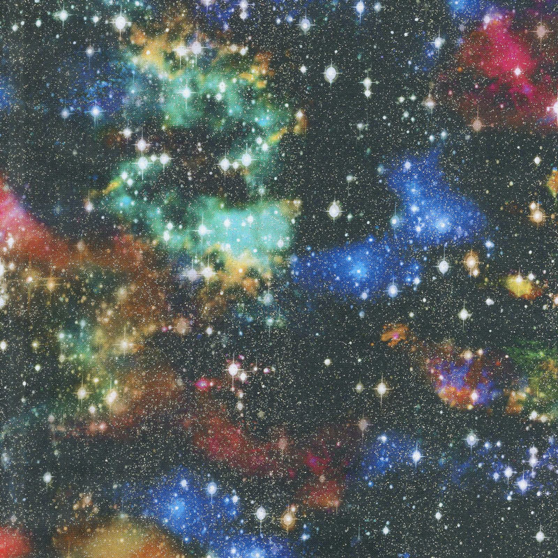 Stargazers - Stars Atmosphere Digitally Printed with Glitter Yardage
