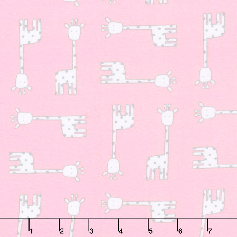 Penned Pals Flannel - Pink Colorstory Giraffes Baby Pink Yardage