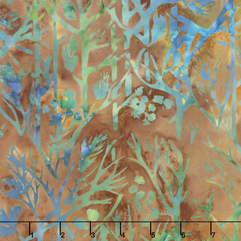 Flea Market Batiks - Twigs Peacock Yardage