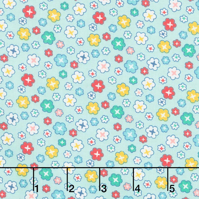 Clairance Yard Pale Blue White Large Stars FABRIC VINTAGE RETRO Baby