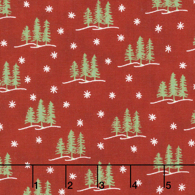 Holiday Lodge - Trees Berry Red Yardage