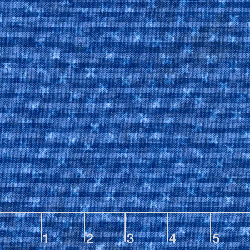 X's and O's - Rainforest Little Kisses Indigo Yardage