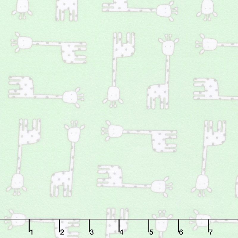 Penned Pals Flannel - Mint Colorstory Giraffes Mint Yardage