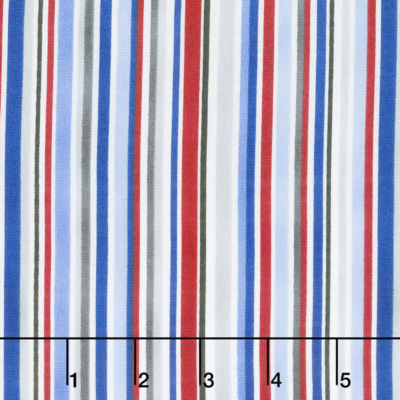 All Star Hockey - Barcode Stripe White Multi Yardage