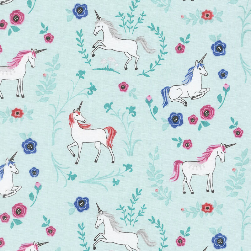 My Unicorn - Garden Teal with Sparkle Yardage