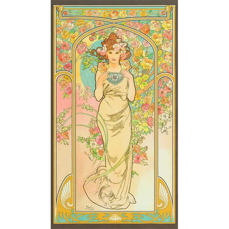 Alphonse Mucha - Lady Garden Digitally Printed Panel