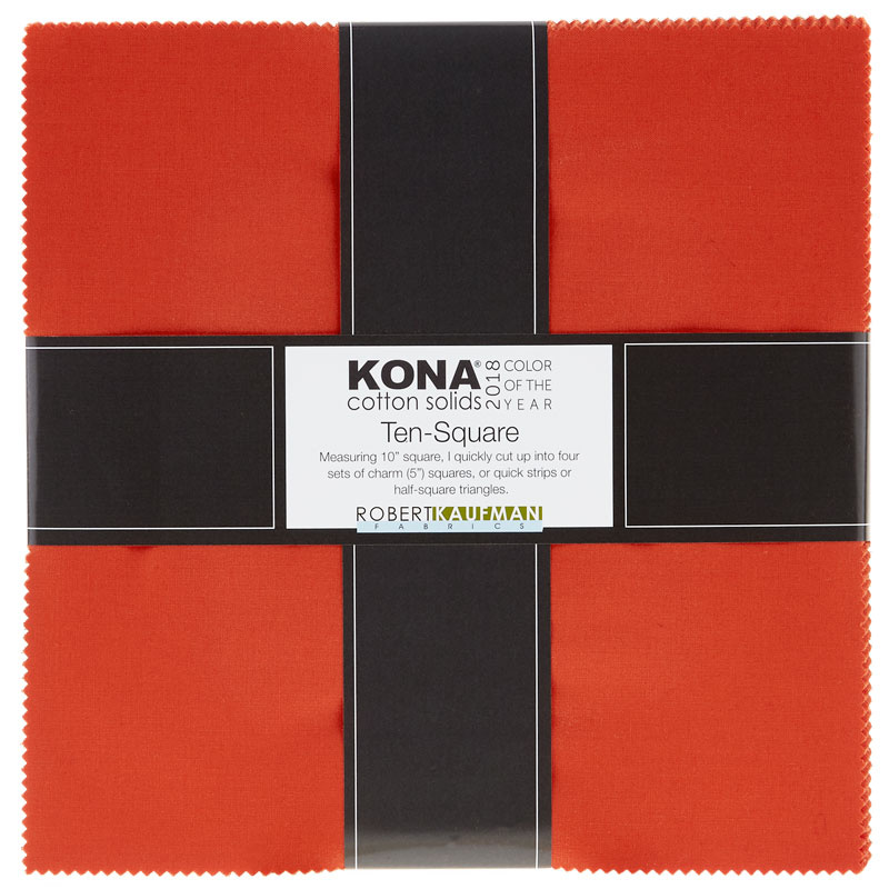 Kona Cotton - 2018 Color of the Year Tiger Lily Ten Squares