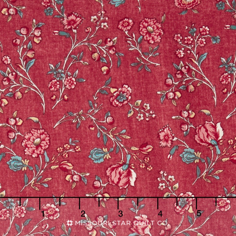 Hamilton - From Eliza Hamilton's Era c. 1770-1790 Vine Floral Red Yardage