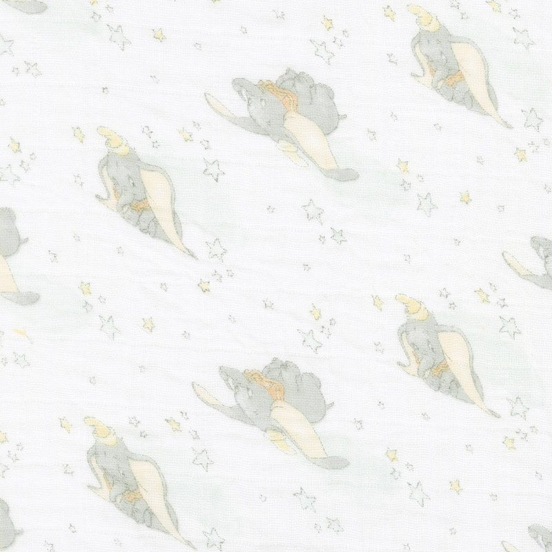Cotton Muslin Double Gauze - Dumbo in the Sky White Yardage