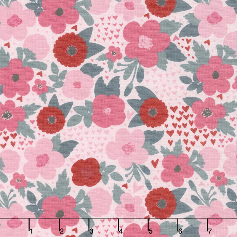 Hello Sweetheart - Floral Pink Yardage
