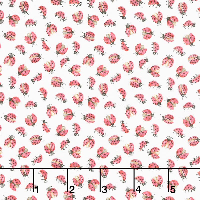 Love Letters - Lady Bugs White Yardage
