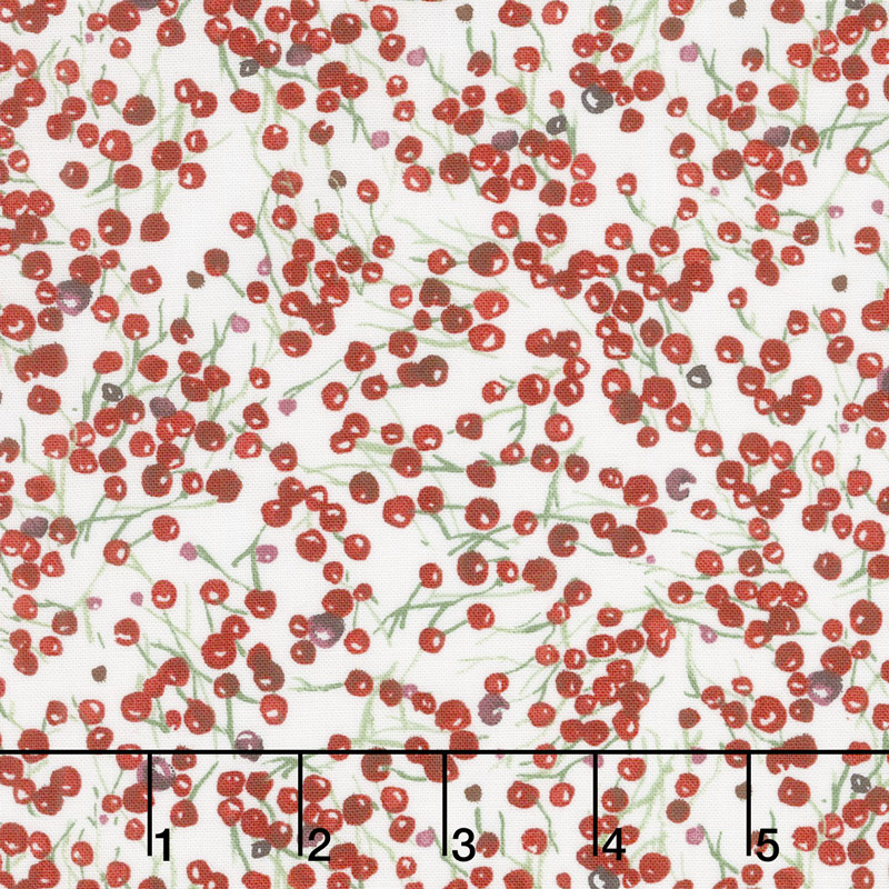Sheltering Snowman - Multi Berries White Red Yardage