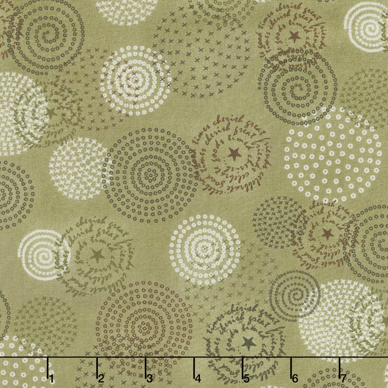 Tickled Pink - Circles Green Yardage