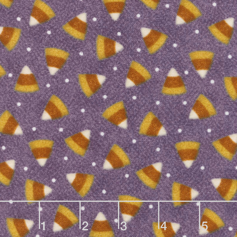 Happy Jacks & Friends - Candy Corn Purple Flannel Yardage