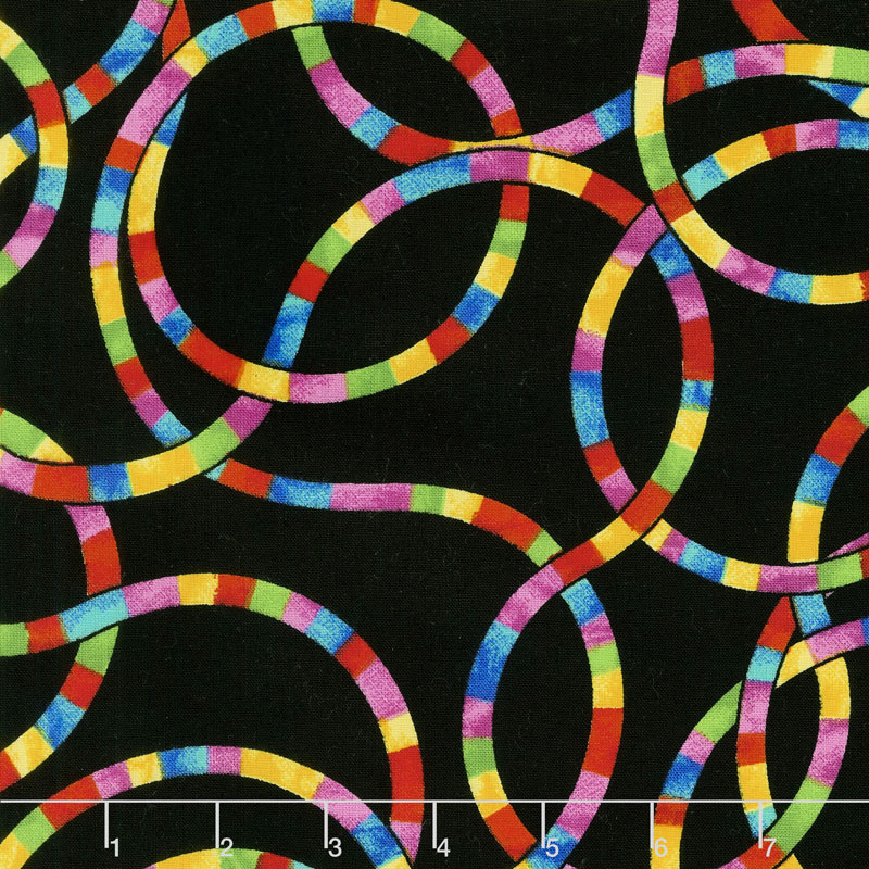 Lazy Loops - Black/Multi 108" Wide Backing