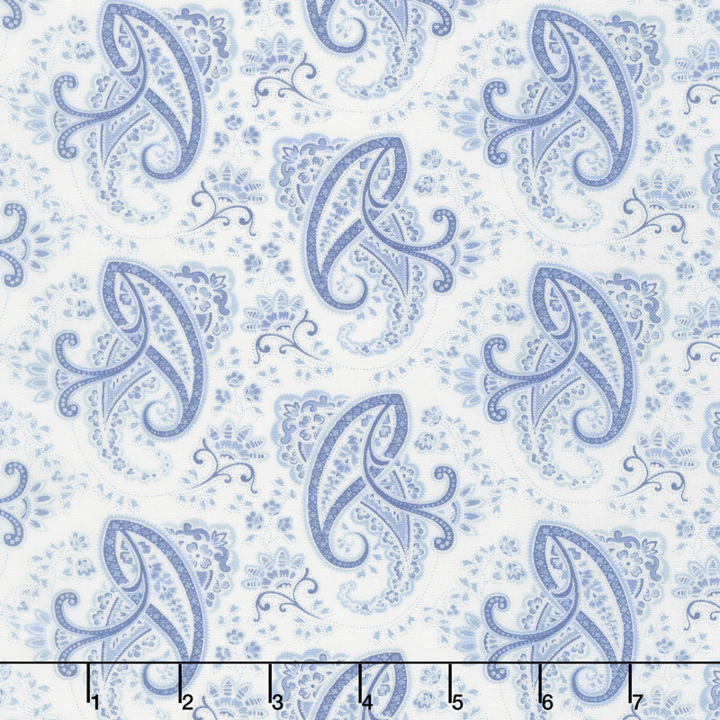 Regency Ballycastle Chintz 18th Century - Fintona Off White English Blue Yardage