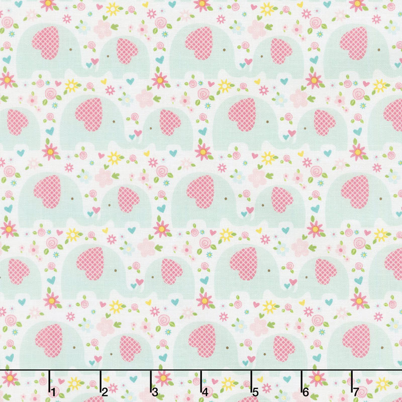 Sweet Baby Girl - Elephants Mint Yardage