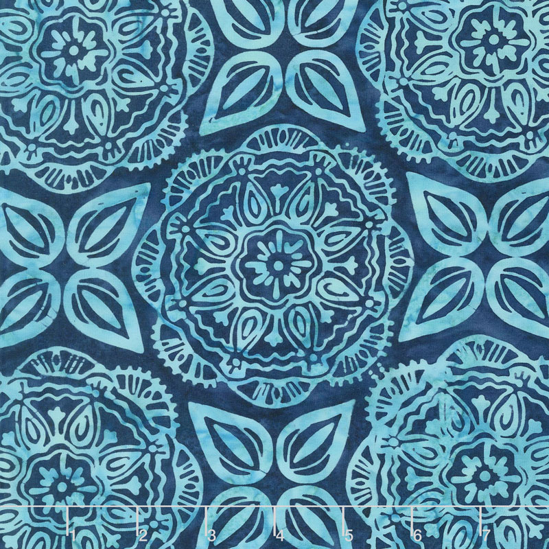 Longitude Batiks - Navy Medallion Rayon Yardage